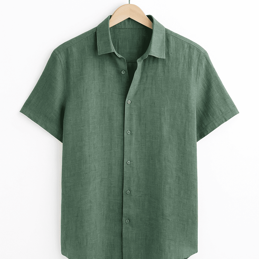 Linen and cotton button-down shirt