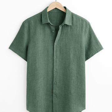 Linen and cotton button-down shirt