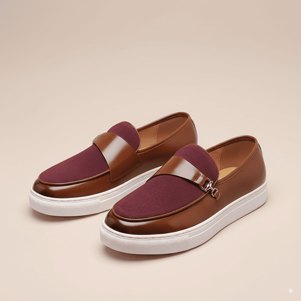 Men's leather slip-on shoes